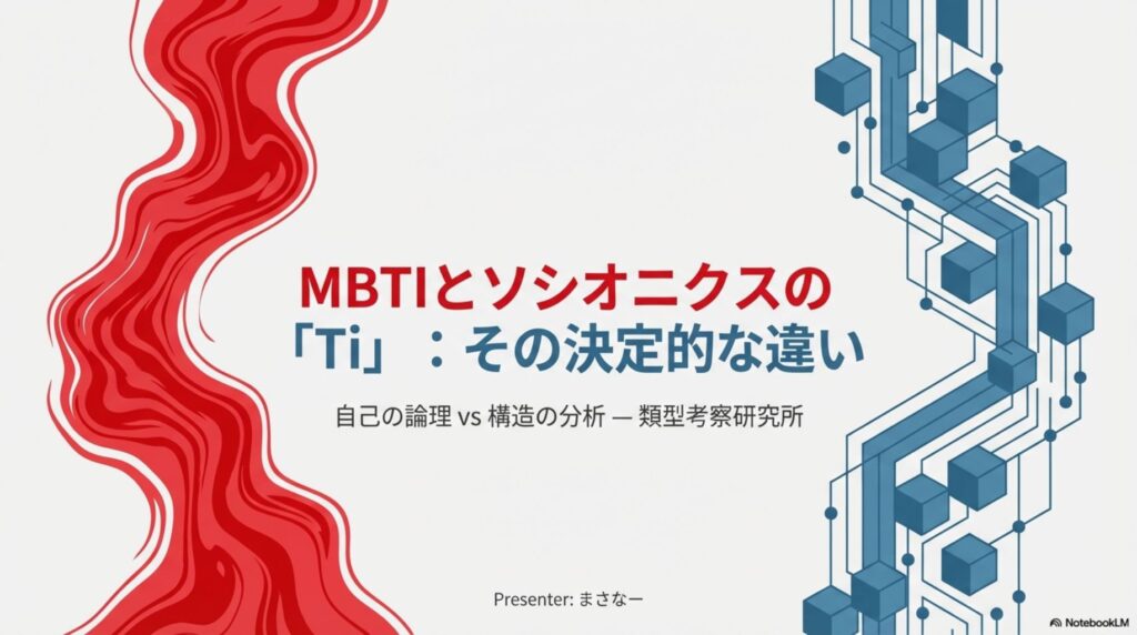 MBTIとソシオニクスにおけるTi（内向的思考）の決定的な違いを解説するタイトルのアイキャッチ画像。