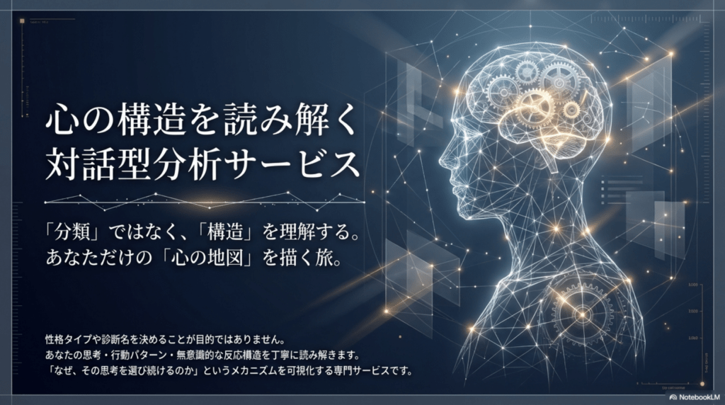 心の構造を読み解く対話型分析サービスのメインビジュアル。