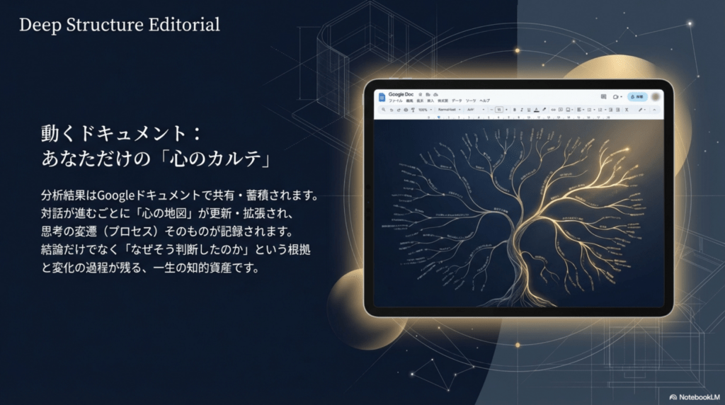Googleドキュメントで共有される樹形図状の心のカルテ。